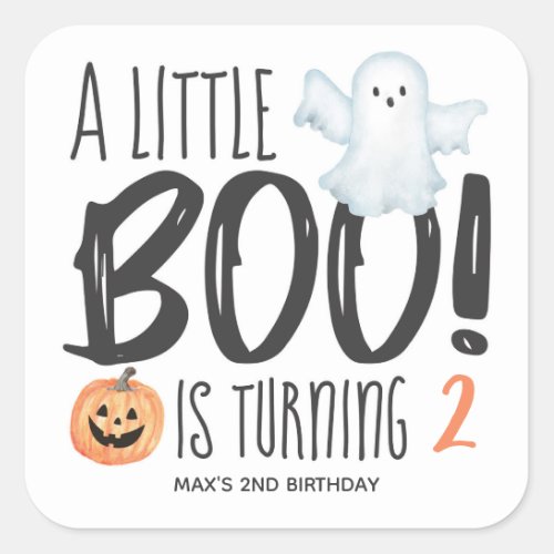 Boo Ghost Jack OLantern Halloween Birthday Square Sticker