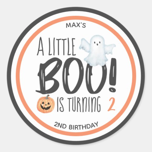 Boo Ghost Jack OLantern Halloween Kids Birthday Classic Round Sticker