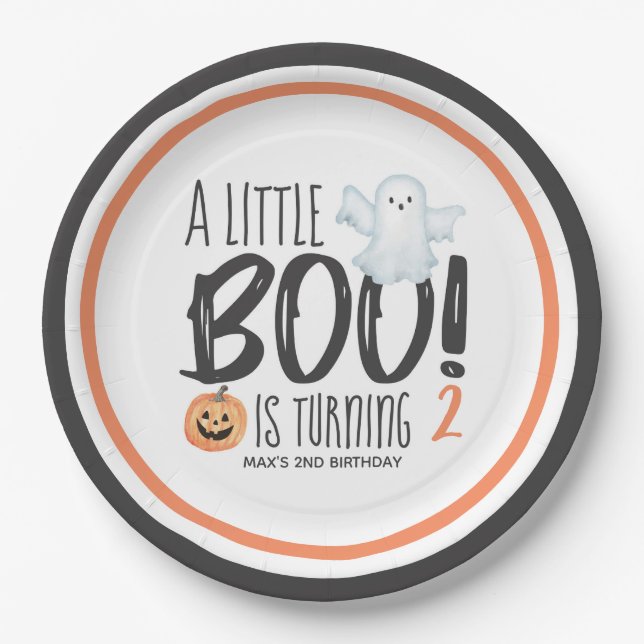 Boo Ghost Jack O'Lantern Halloween Kids Birthday  Paper Plates (Front)
