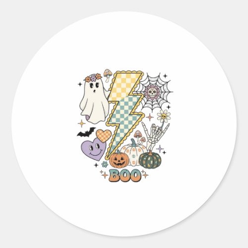 Boo Ghost Lightning Bolt Skeleton Hand Pumpkins Classic Round Sticker