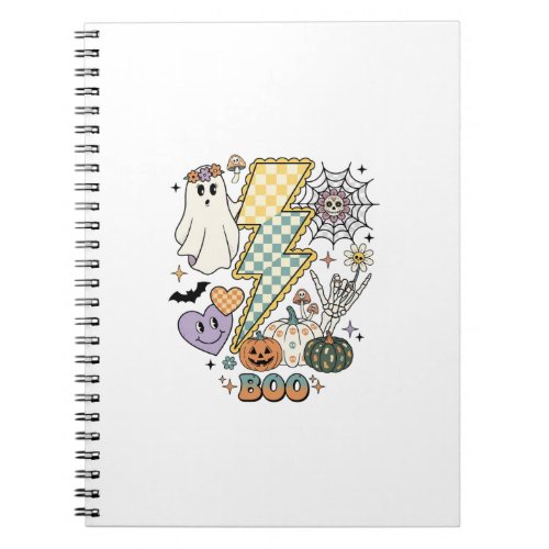 Boo Ghost Lightning Bolt Skeleton Hand Pumpkins Notebook