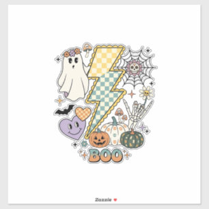Boo Ghost Lightning Bolt Skeleton Hand Pumpkins Sticker