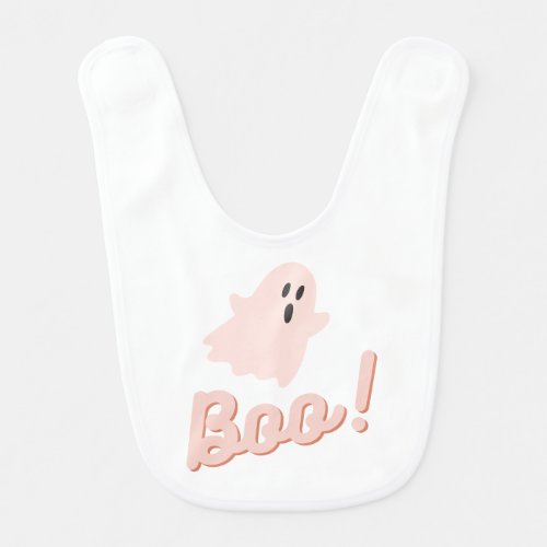 Boo ghost pink halloween baby bib