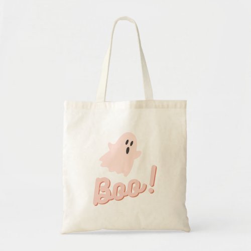 Boo ghost pink halloween tote bag