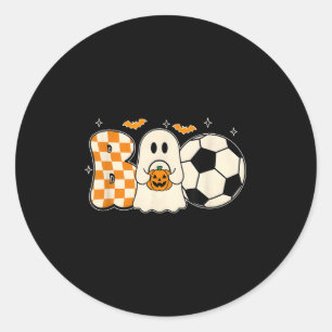 Boo Ghost Playing Soccer Halloween Players Trick O Classic Round Sticker