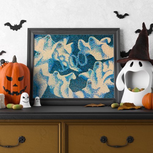 Boo Ghost Pointillism Halloween Print