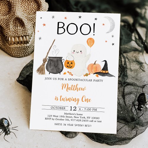 BOO Ghost Pumpkin Halloween Birthday Invitation