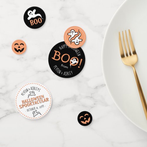 BOO Ghost  Pumpkins Orange Black Halloween Party Confetti