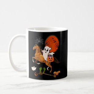 Boo Ghost Riding Horse With Candy Basket Scary Pum Coffee Mug