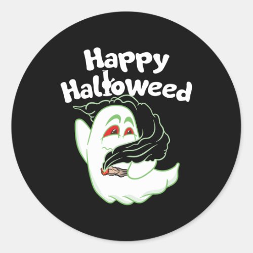 Boo Ghost Smoking Weed Thc Happy Halloweed Hallowe Classic Round Sticker