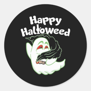 Boo Ghost Smoking Weed Thc Happy Halloweed Hallowe Classic Round Sticker