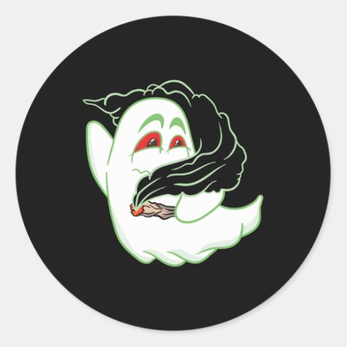 Boo Ghost Smoking Weed Thc Happy Halloweed Hallowe Classic Round Sticker