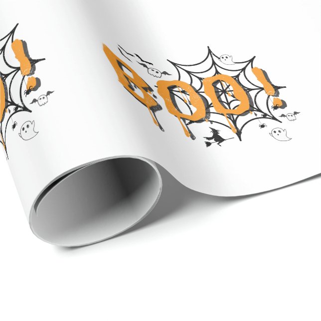Boo Ghost Spooky Funny Halloween Vintage Wrapping  Paper (Roll Corner)