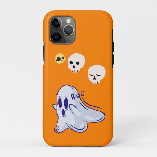 Boo Ghost UK 31 Spooky USA Skull October Halloween iPhone 11 Pro Case