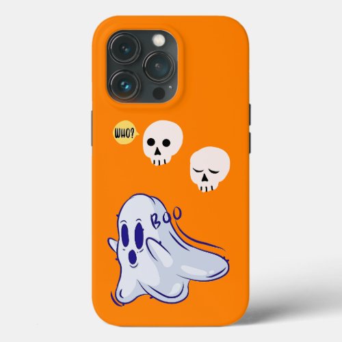 Boo Ghost UK 31 Spooky USA Skull October Halloween iPhone 13 Pro Case