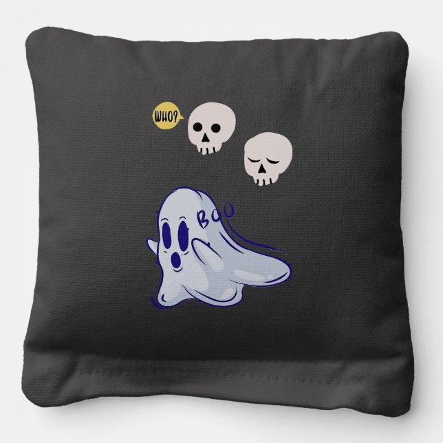 Boo Ghost UK 31 Spooky USA Skull October Halloween Cornhole Bags (Front)