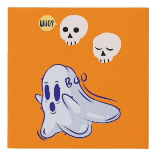 Boo Ghost UK 31 Spooky USA Skull October Halloween Faux Canvas Print