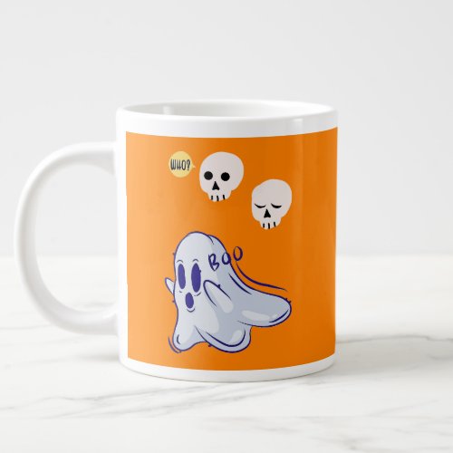 Boo Ghost UK 31 Spooky USA Skull October Halloween Giant Coffee Mug