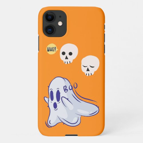 Boo Ghost UK 31 Spooky USA Skull October Halloween iPhone 11 Case