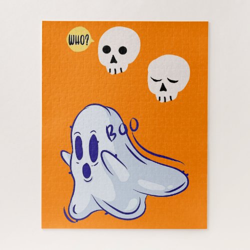 Boo Ghost UK 31 Spooky USA Skull October Halloween Jigsaw Puzzle