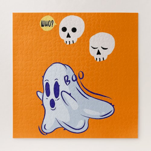 Boo Ghost UK 31 Spooky USA Skull October Halloween Jigsaw Puzzle