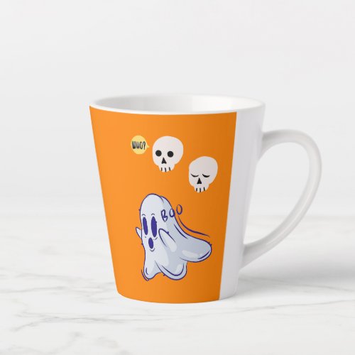Boo Ghost UK 31 Spooky USA Skull October Halloween Latte Mug