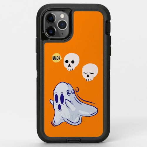 Boo Ghost UK 31 Spooky USA Skull October Halloween OtterBox Defender iPhone 11 Pro Max Case
