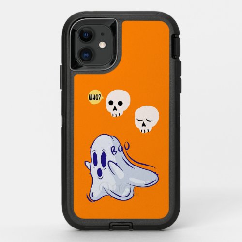 Boo Ghost UK 31 Spooky USA Skull October Halloween OtterBox Defender iPhone 11 Case