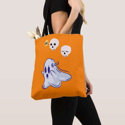 Boo Ghost UK 31 Spooky USA Skull October Halloween Tote Bag