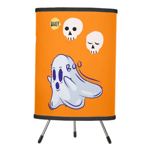 Boo Ghost UK 31 Spooky USA Skull October Halloween Tripod Lamp