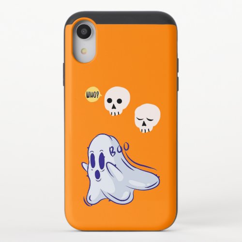 Boo Ghost UK 31 Spooky USA Skull October Halloween iPhone XR Slider Case