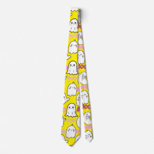 Boo, ghostly feel.b B Yellow BG Neck Tie