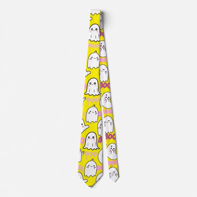 Boo, ghostly feel.b B Yellow BG Neck Tie (Front)