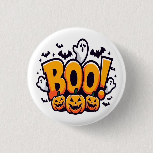 Boo ghosts halloween  button (Front)