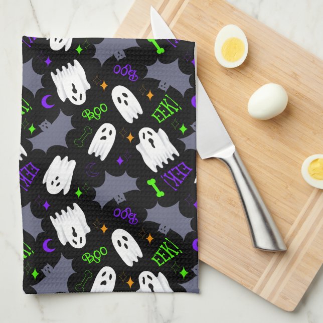 Boo Ghosts Halloween Kitchen Towel (Quarter Fold)