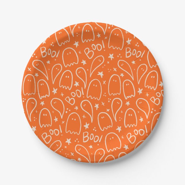 Boo Ghosts Halloween Party Paper Plates (Front)