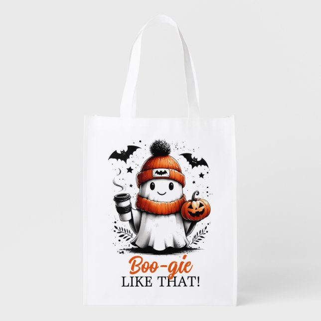 Boo-gie like that!  Halloween Grocery Bag (Front)
