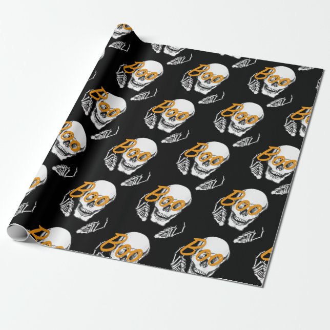 Boo glasses skull👓 wrapping paper (Unrolled)