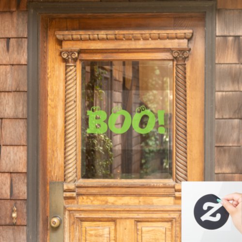 Boo green eyeballs typography cute Halloween Window Cling