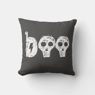 "Boo" Grey Halloween Throw Pillow