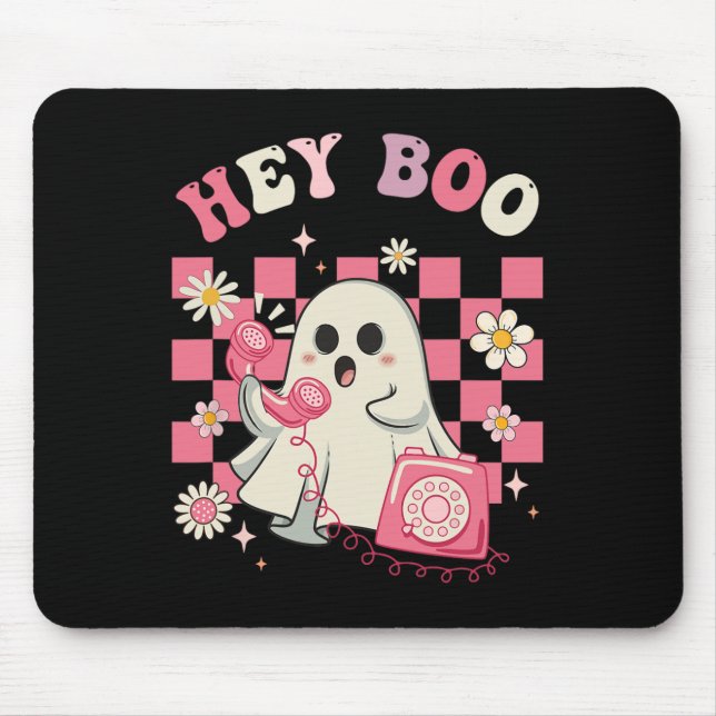 Boo Groovy Cute Ghost Funny Halloween Womens Kids  Mouse Pad (Front)