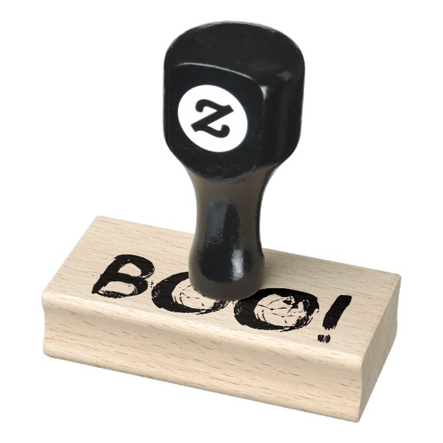 Boo Grungy Text With Black Crow Rubber Stamp (Stamp)
