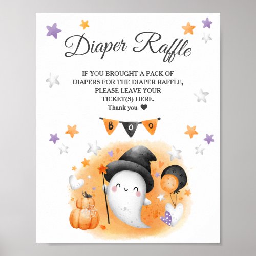 Boo Halloween Baby Shower Diaper Raffle Sign