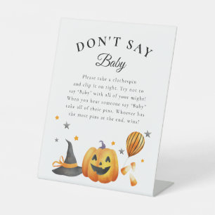 Boo Halloween Baby Shower Don't Say Baby Game Pedestal Sign