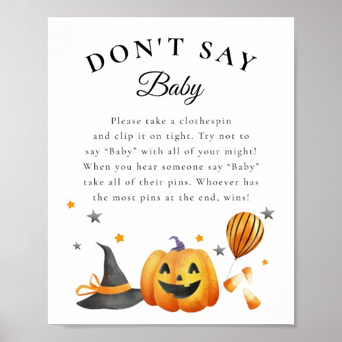 Boo Halloween Baby Shower Dont Say Baby Game Poster