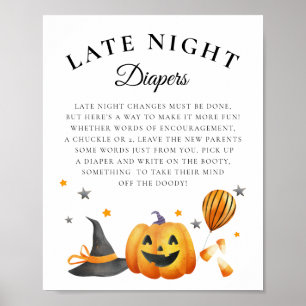Boo Halloween Baby Shower Late Night Diapers Sign