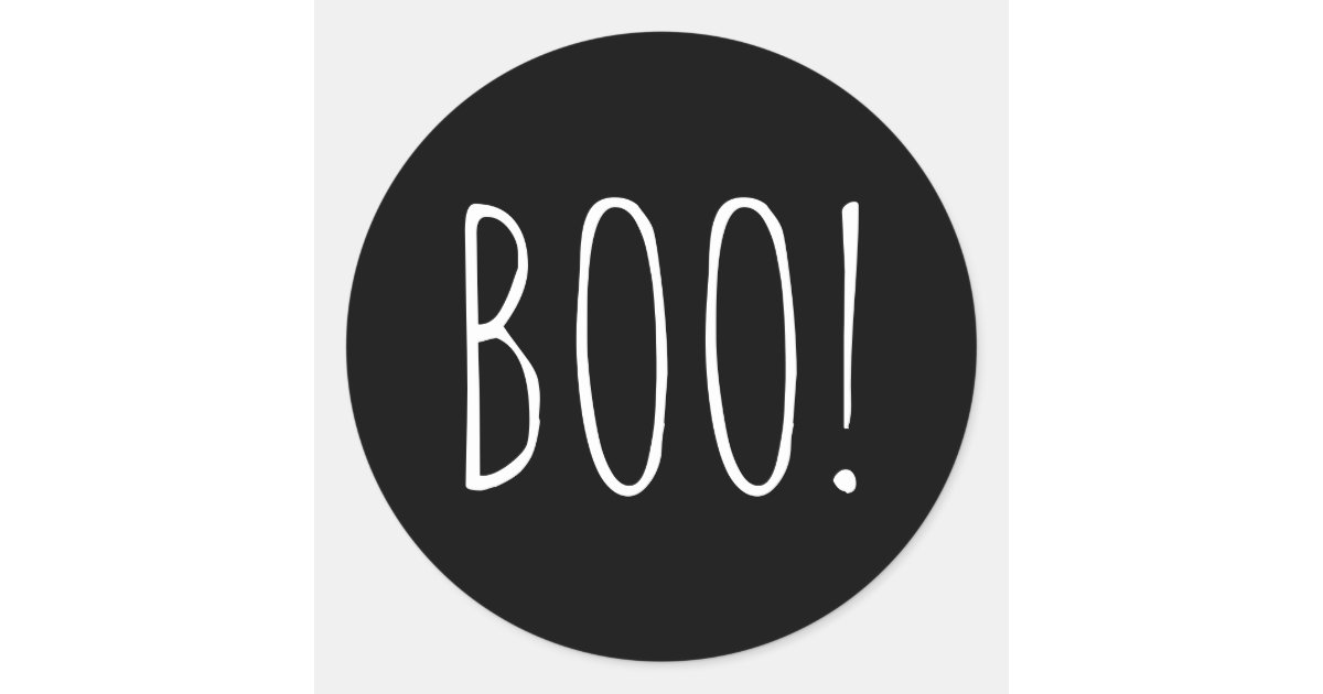 Boo Halloween | Black Typography for Spooky Party Classic Round Sticker ...