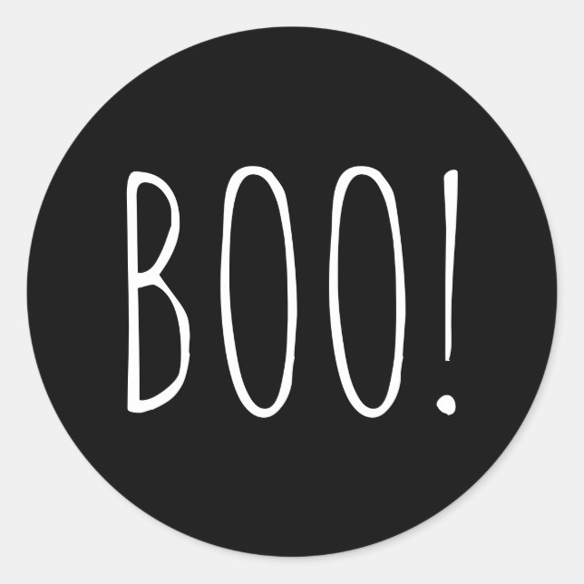 Boo Halloween | Black Typography for Spooky Party Classic Round Sticker (Front)