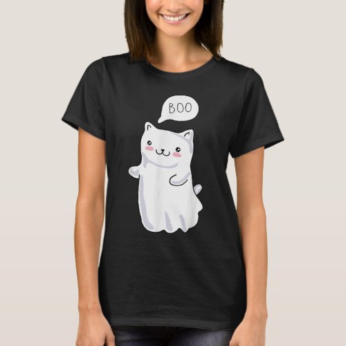 Boo Halloween Cat Costume Gift _ Boo Funny Cat Gif T_Shirt