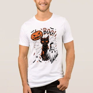 BOO Halloween Cat & Pumpkin Tri-Blend Shirt
